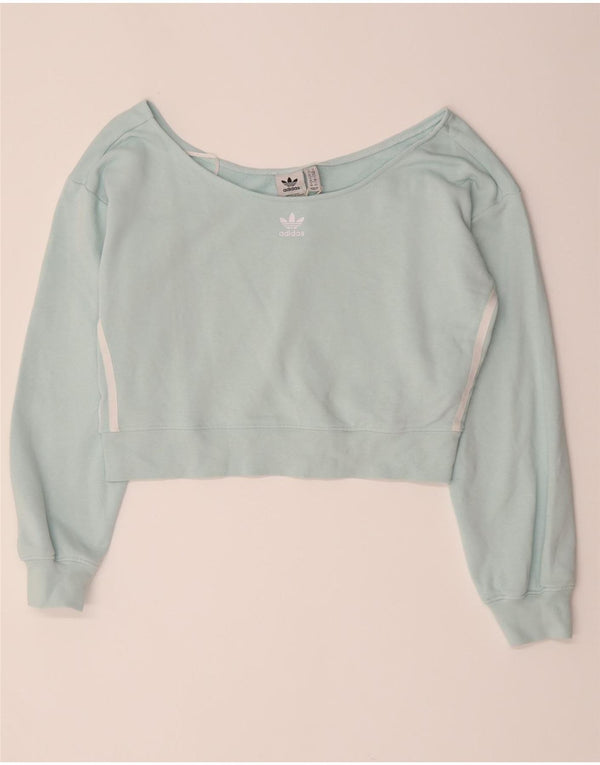 Damski top Adidas Oversize Crop Off Shoulder UK 10 Small turkusowa bawełna