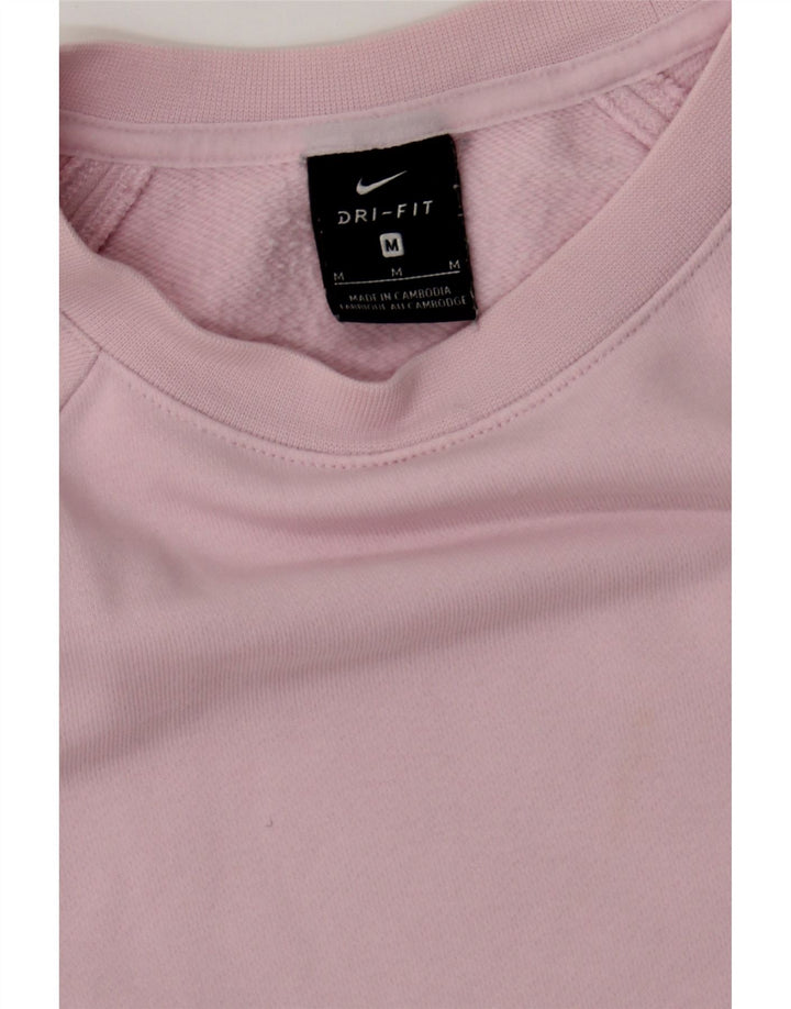 NIKE Womens Dri Fit Graphic Crop Sweatshirt Jumper UK 14 Medium Pink Vintage Nike and Second-Hand Nike from Messina Hembry 