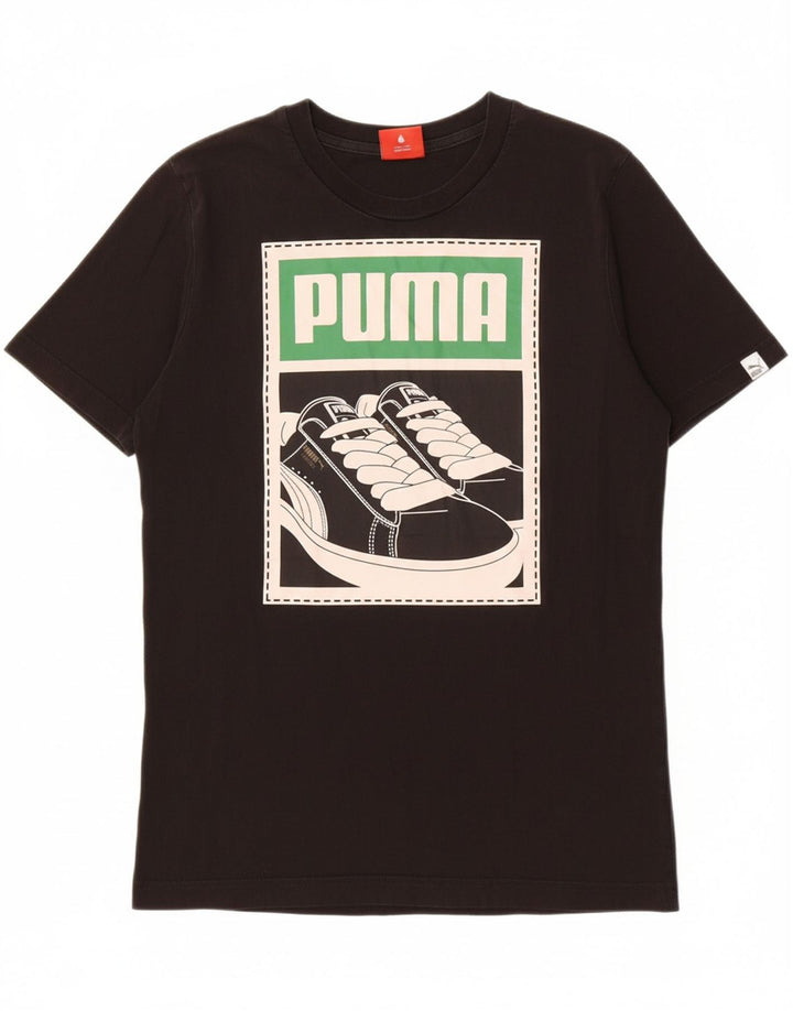 PUMA Mens Graphic T-Shirt Top XS Black Vintage Puma and Second-Hand Puma from Messina Hembry 