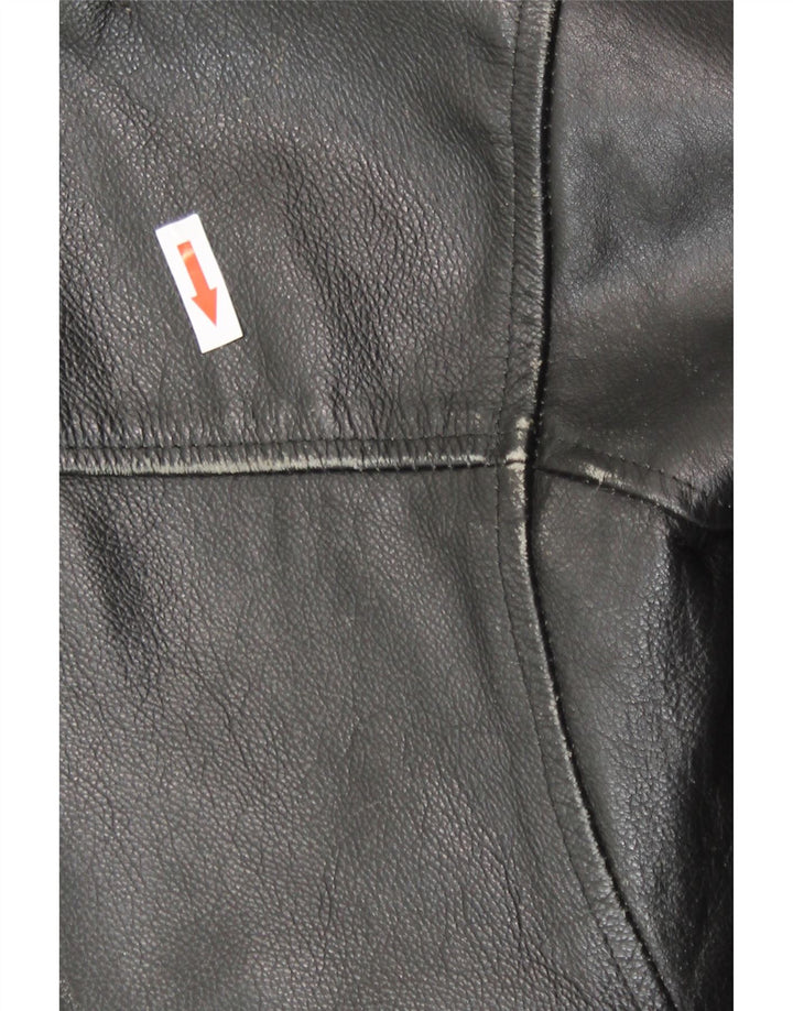 Vintage męska kurtka skórzana bomber IT 54 2XL czarna skóra