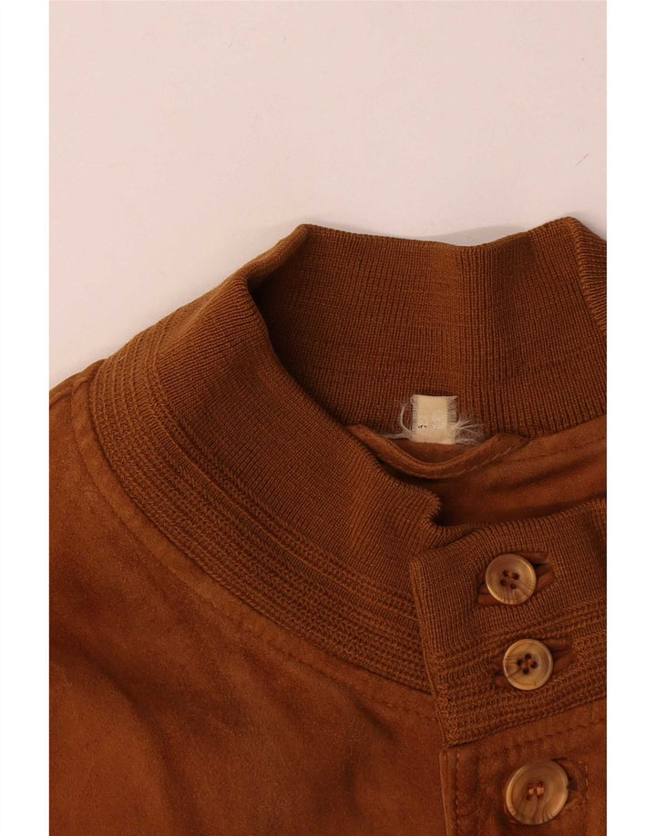 Vintage męska zamszowa kurtka bomber IT 58 4XL brązowa skóra