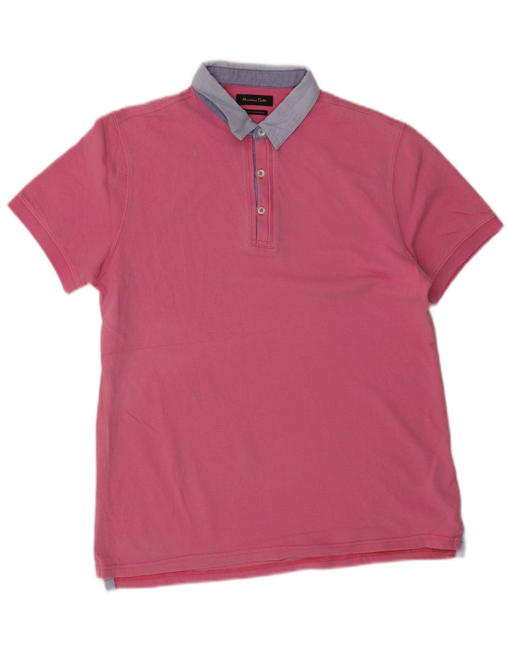 Męska koszulka polo do rugby Massimo Dutti, średnio różowa, bawełniana