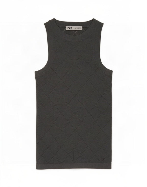 Top damski z kamizelką Zara UK 6 XS Szara geometryczna wiskoza