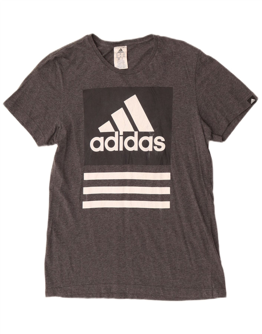 Męska koszulka z grafiką Adidas, średnia, szara, nakrapiana bawełna