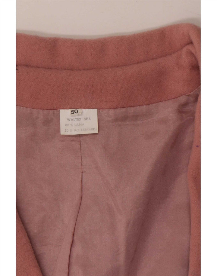 Vintage damska marynarka zapinana na 2 guziki IT 50 XL różowa wełna