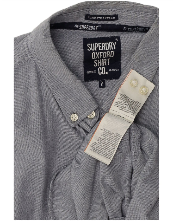 SUPERDRY Męska koszula z krótkim rękawem XL, niebieska, bawełniana