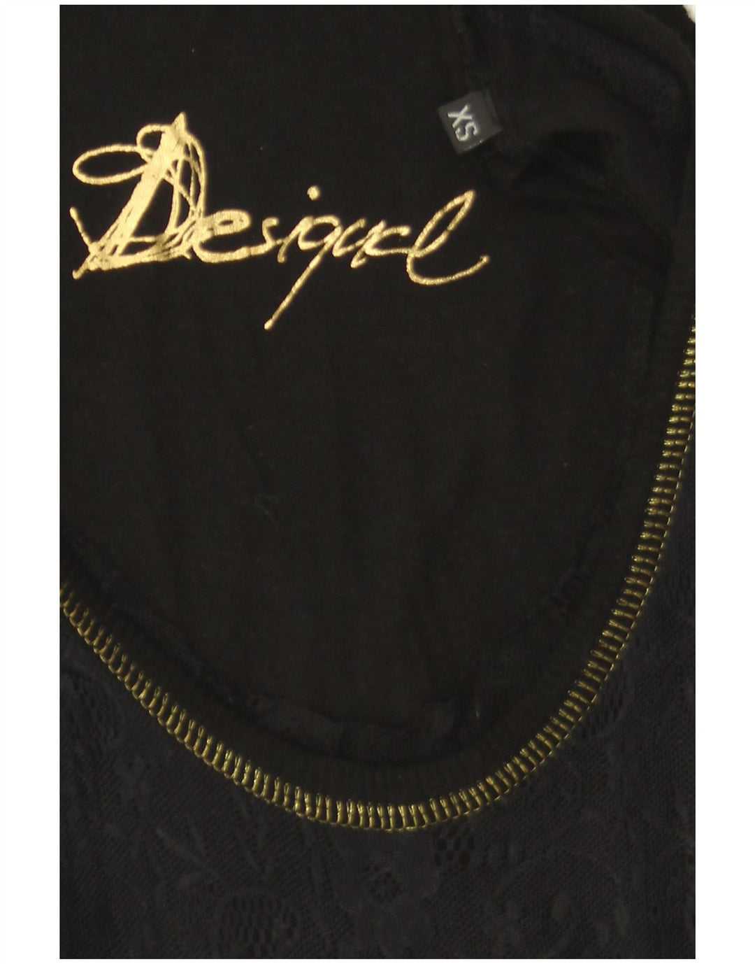 Damska bluzka z grafiką Desigual Top UK 6 XS w czarne kwiaty