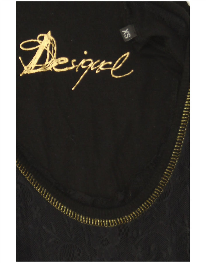 Damska bluzka z grafiką Desigual Top UK 6 XS w czarne kwiaty