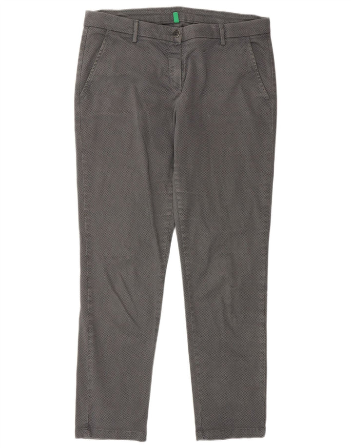 Spodnie damskie BENETTON Chino UK 12 Medium W32 L28 Szare w cętki