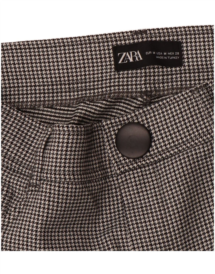 Damskie spodnie typu slim casual Zara, średnie W28 L27, czarne w pepitkę
