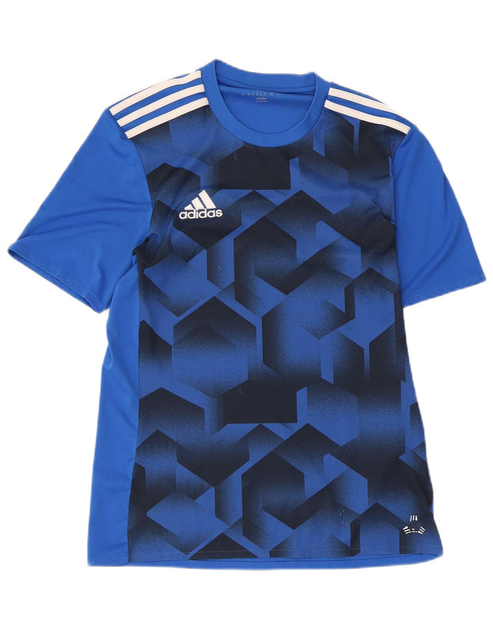 Adidas Męska koszulka z grafiką Climalite Top Mały niebieski geometryczny poliester