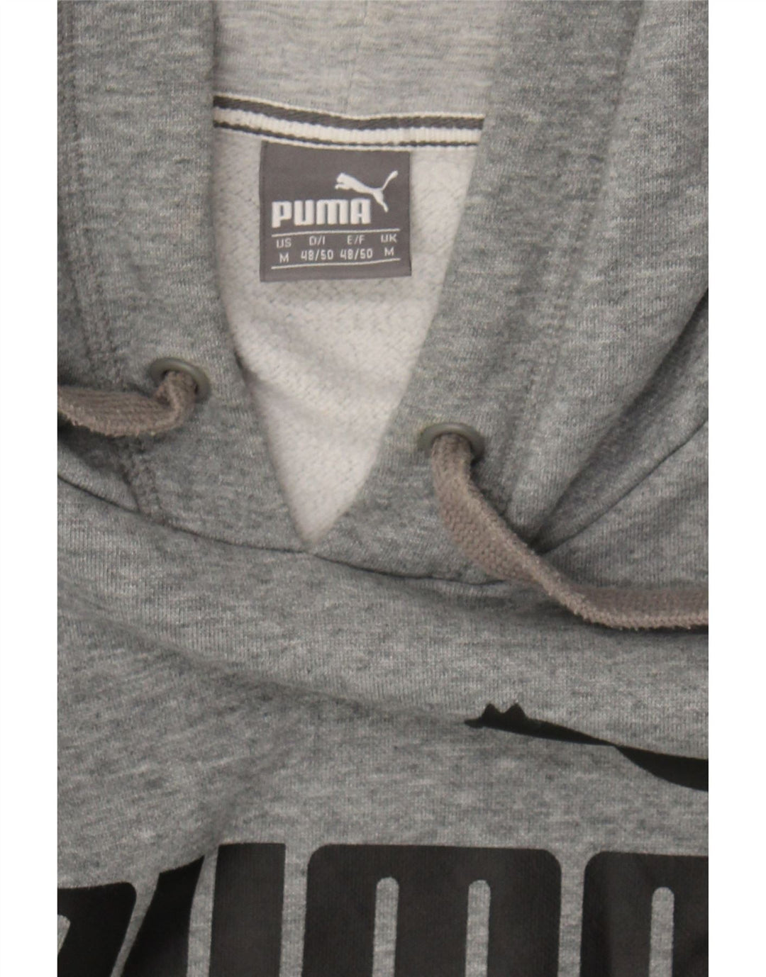 PUMA Mens Graphic Hoodie Jumper Medium Grey Cotton Vintage Puma and Second-Hand Puma from Messina Hembry 