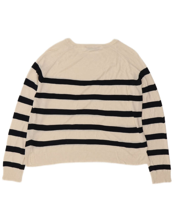 Damski sweter oversize z dekoltem w łódkę Zara UK 10 w małe białe paski