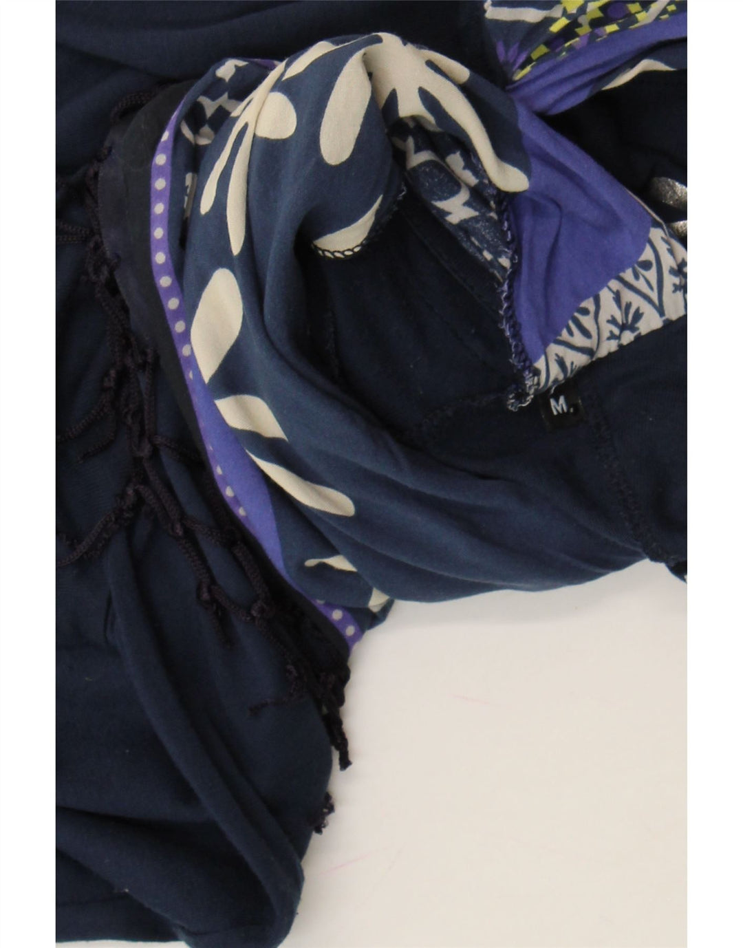DESIGUAL Womens Tunic Top UK 8 Medium Navy Blue Patchwork Vintage Desigual and Second-Hand Desigual from Messina Hembry 