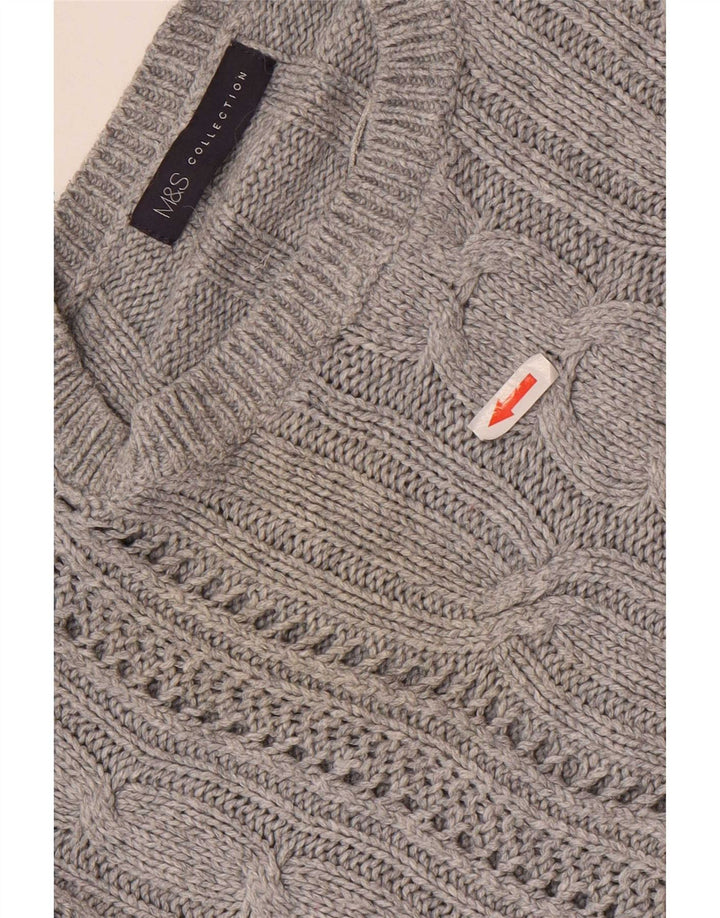 Marks & Spencer Damski sweter oversize z okrągłym dekoltem, UK 14, duży, szary