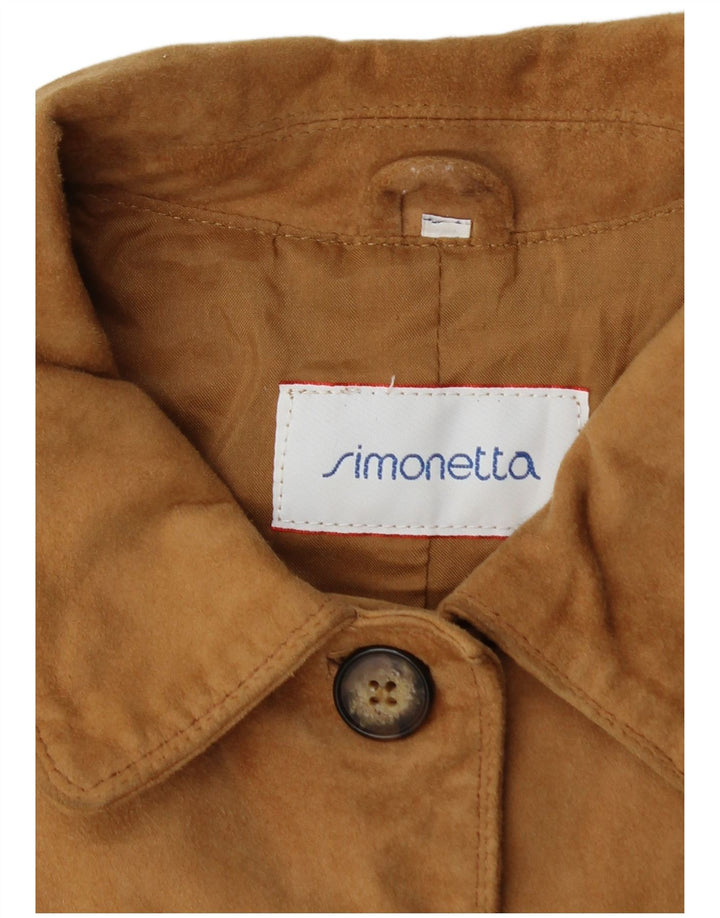 Zamszowa kurtka damska Simonetta UK 16, duża, beżowa skóra