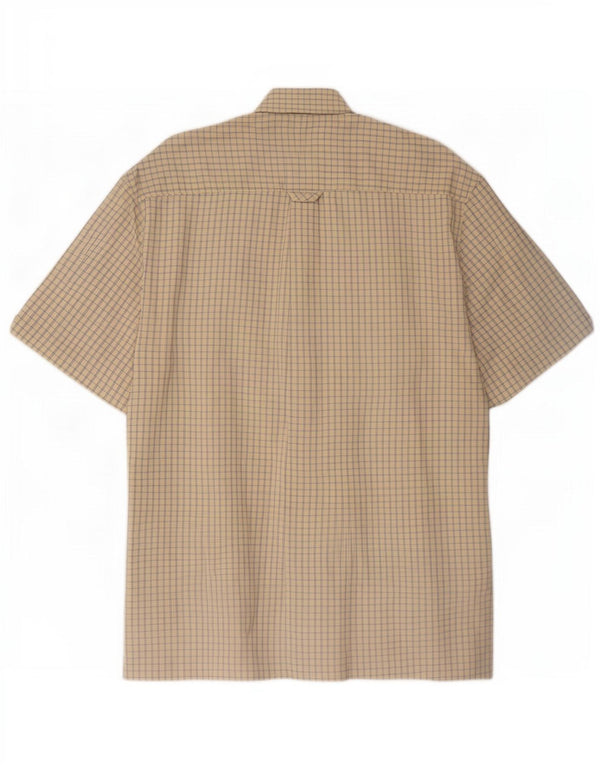 Męska koszula z krótkim rękawem Ben Sherman, średnia beżowa bawełna w kratkę