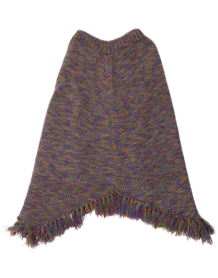 Vintage damski sweter poncho UK 14, duży, wielobarwny nakrapiany