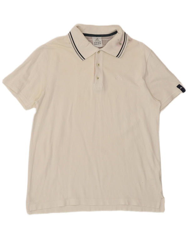 Męska koszulka polo Adidas UK 44/46, duża, biała bawełna