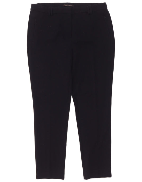 Marks & Spencer Damskie spodnie garniturowe z wysokim stanem UK 16 Large W34 L29 Granatowe Czarne