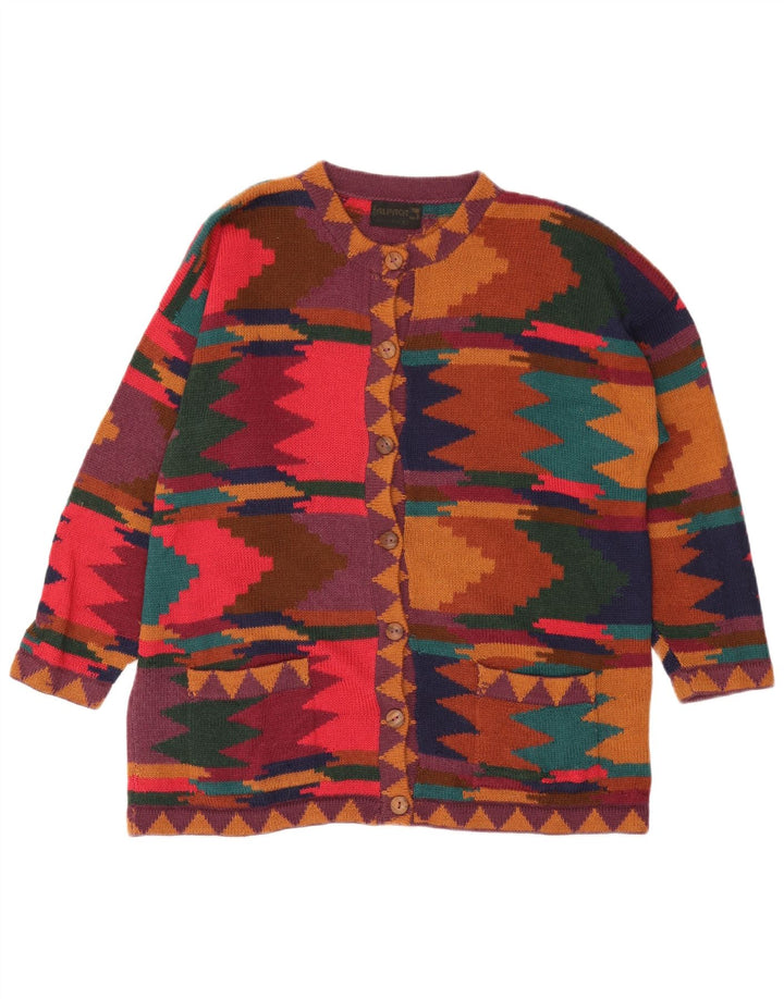 Sweter damski w stylu vintage, UK 14, średni, wielokolorowy, geometryczny