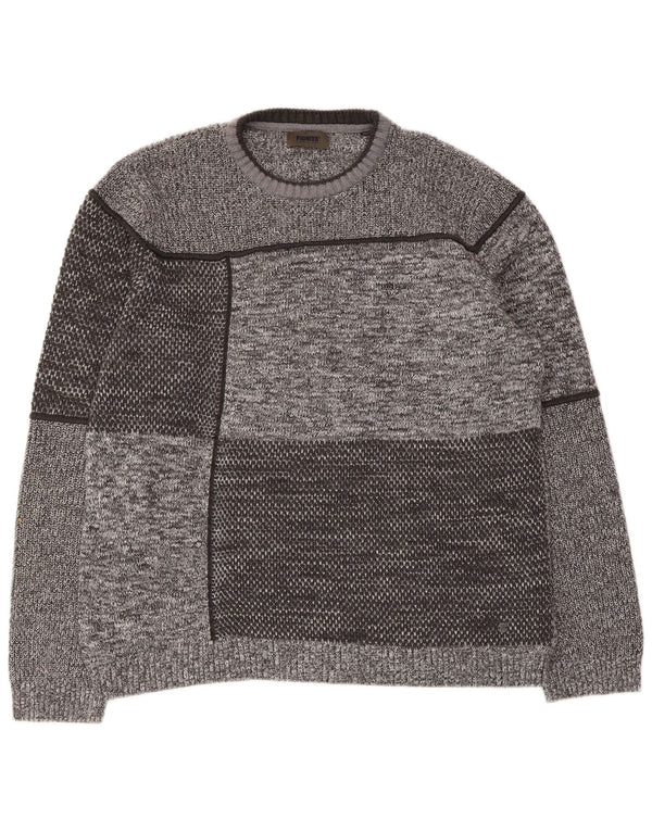 Damski sweter z wycięciem pod szyją Pioneer UK 20 2XL Szary z blokami kolorów