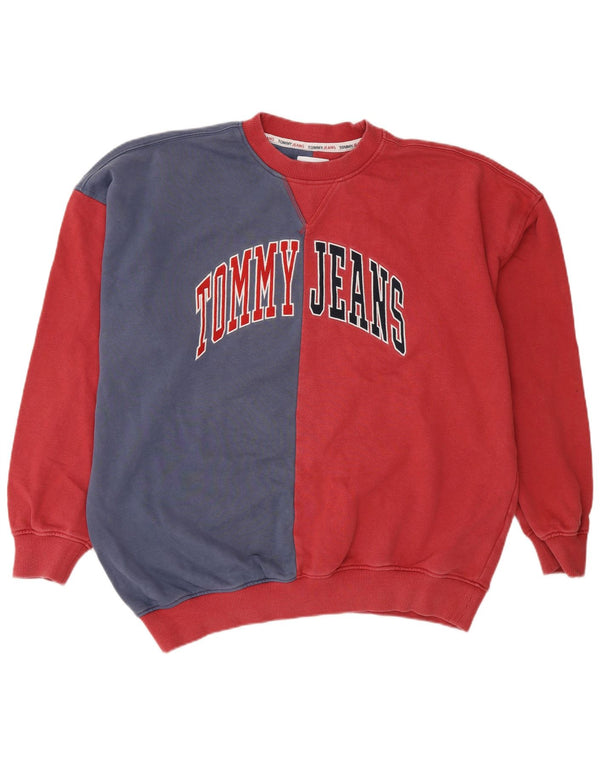 Męska bluza z grafiką Tommy Hilfiger XL, bawełniana w bloki kolorów, czerwona