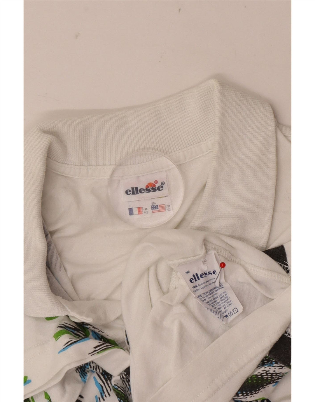 Męska koszulka polo Ellesse IT 48 Średnia biała bawełna Tie Dye