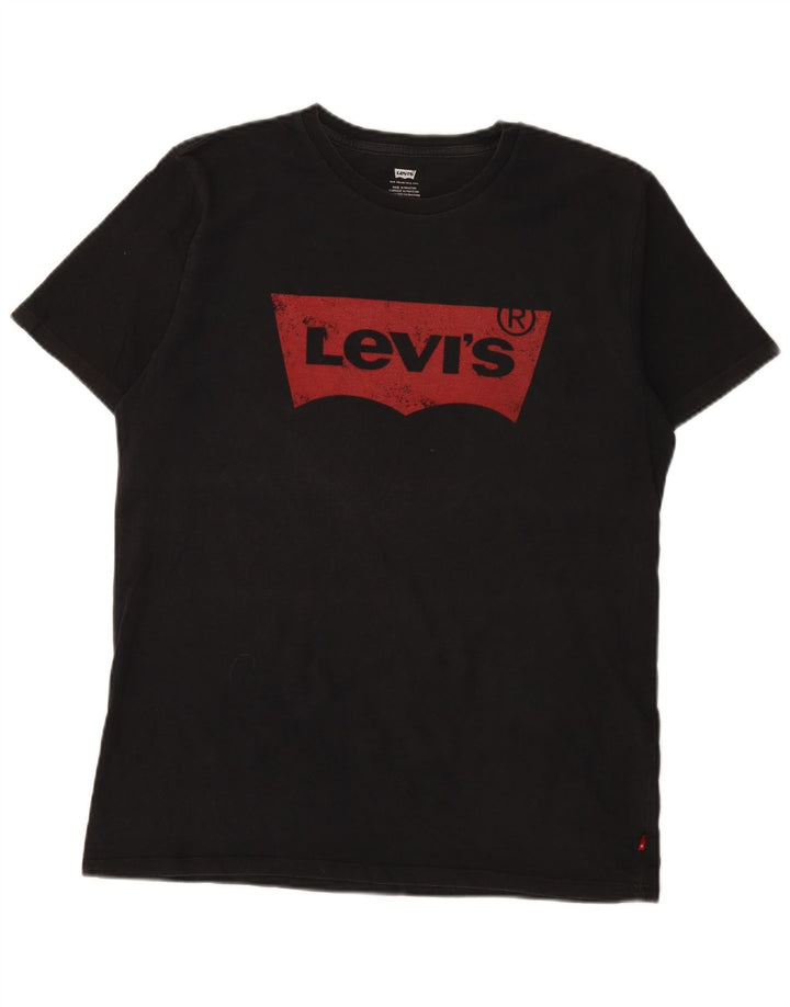 Męski T-shirt z grafiką Levi's, duży, czarny, bawełniany
