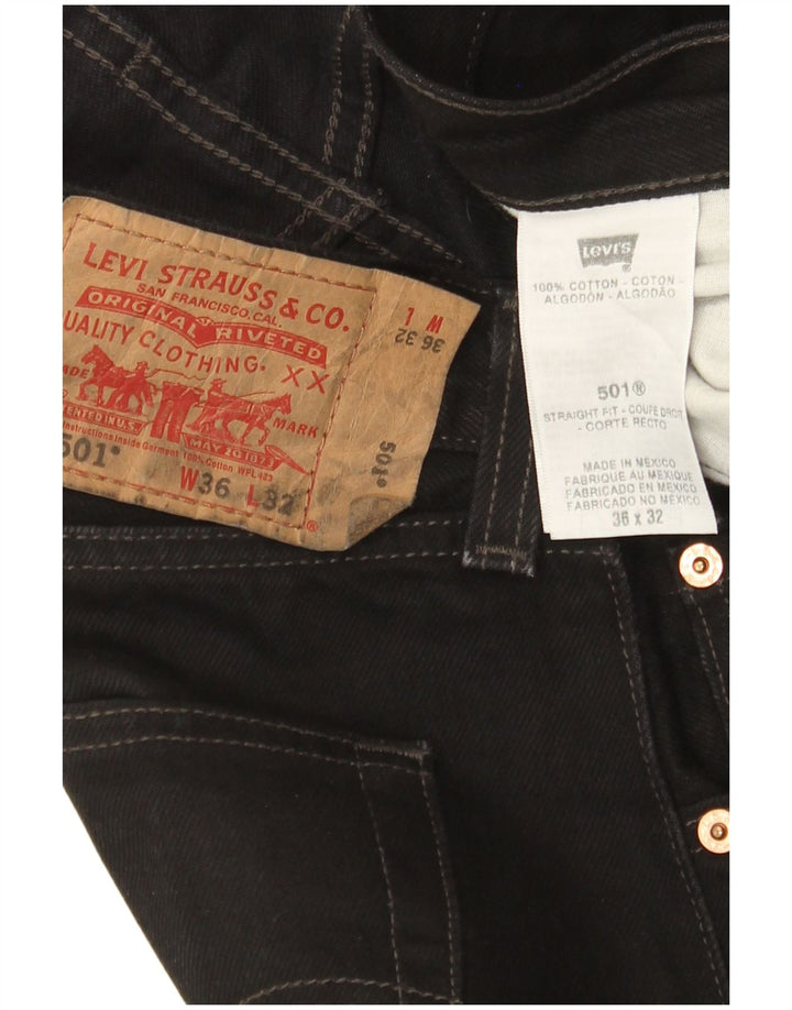 Męskie dżinsy Levi's 501 Straight W36 L32 Czarna bawełna
