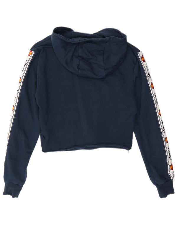 Damski sweter z kapturem i grafiką Ellesse, UK 4 XS, granatowy, bawełniany