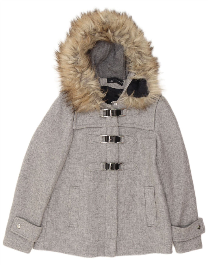 Damska kurtka typu oversize z kapturem Zara UK 6 XS, szara wełna