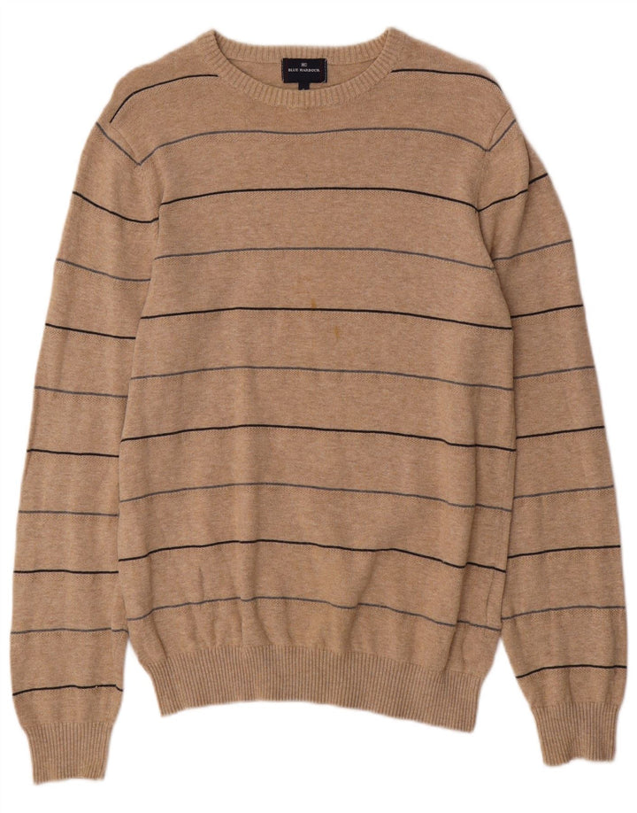Męski sweter Marks & Spencer Blue Harbor z okrągłym dekoltem, mały, beżowy