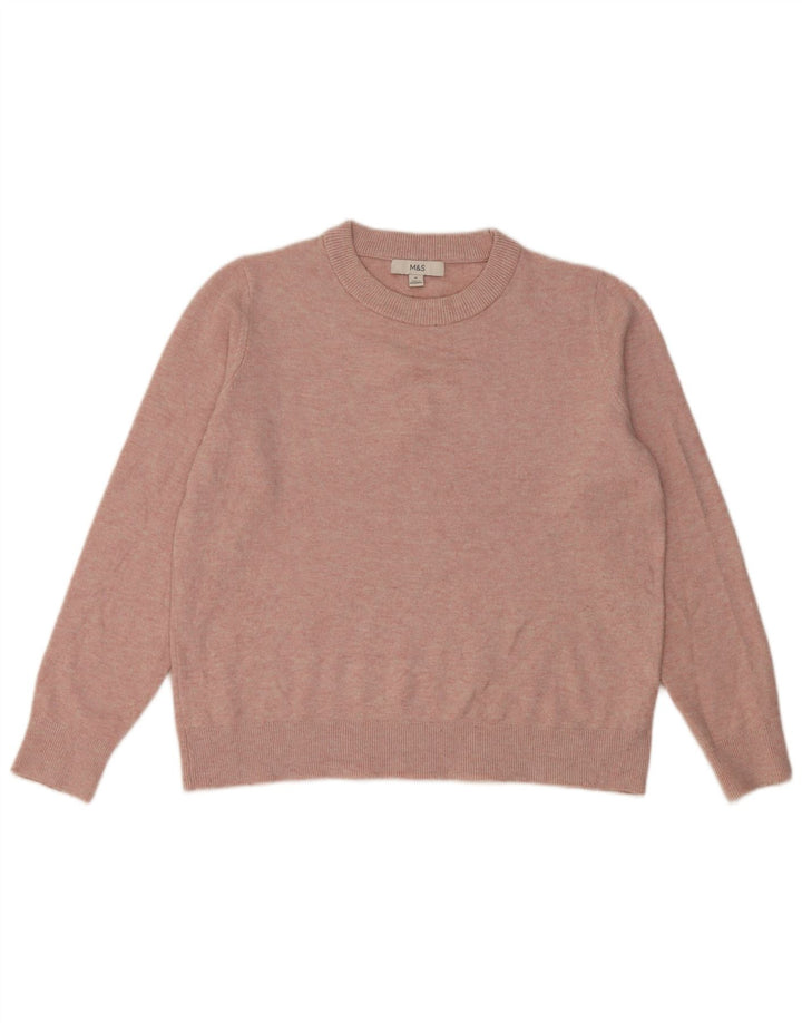 Marks & Spencer Damski sweter z okrągłym dekoltem, UK 14, średni różowy poliester