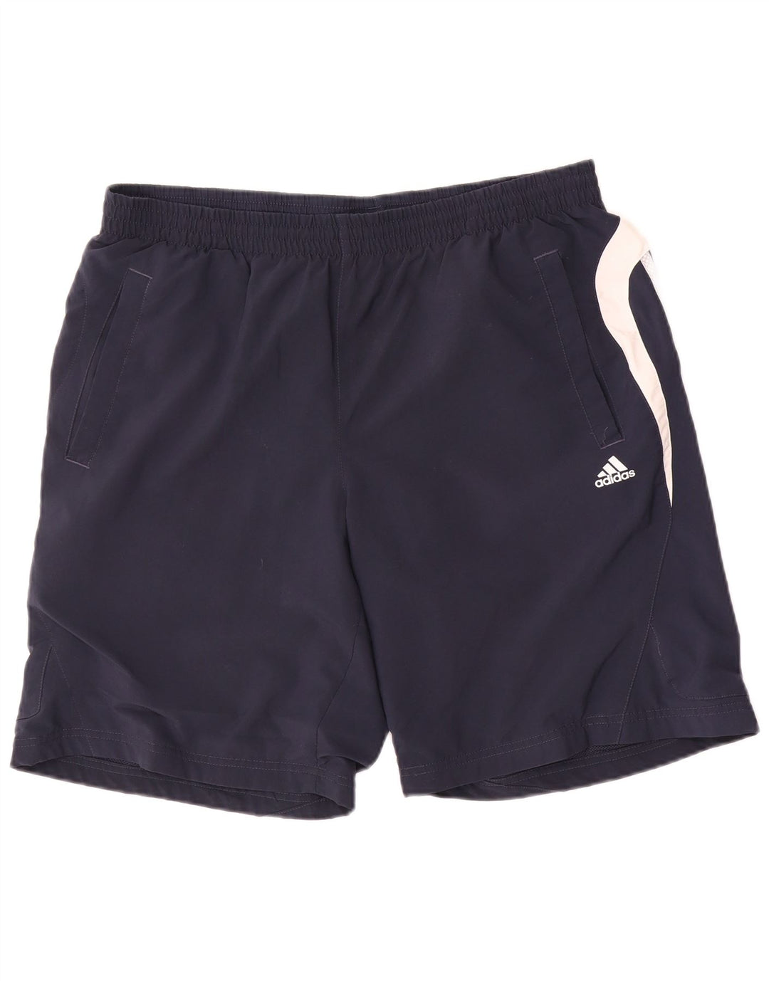 Męskie spodenki sportowe Adidas Climalite, duże, granatowe, z blokami kolorów, poliestrowe