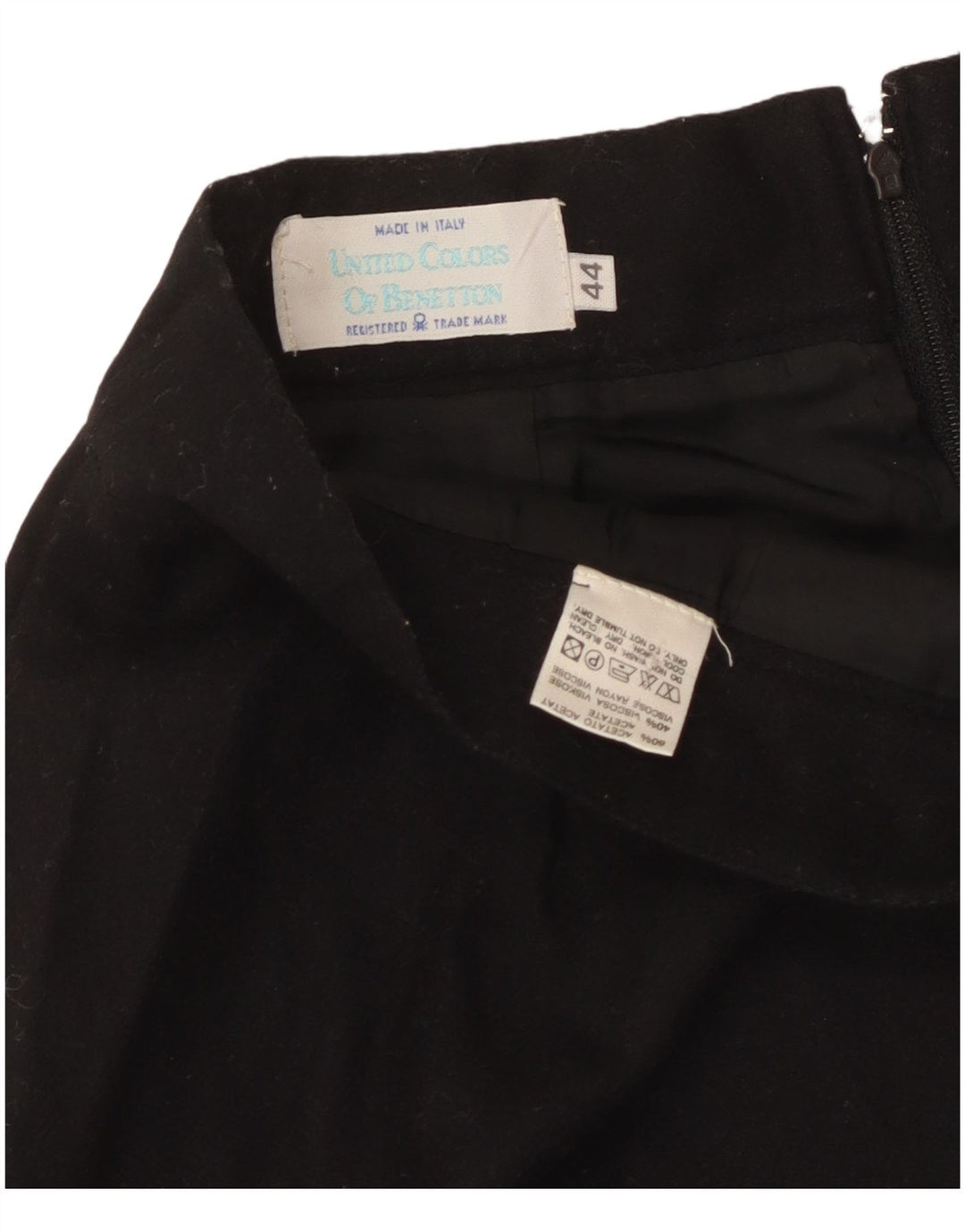 Damska spódnica ołówkowa Benetton IT 44 Medium W28 Czarny Acetat