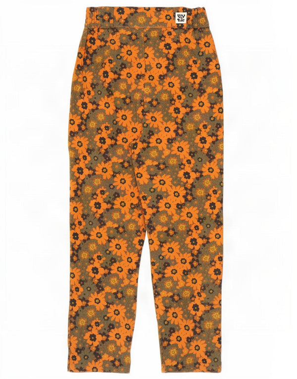 Lucy & Yak Womens Tapered Casual Trousers W26 L29 Orange Floral Cotton