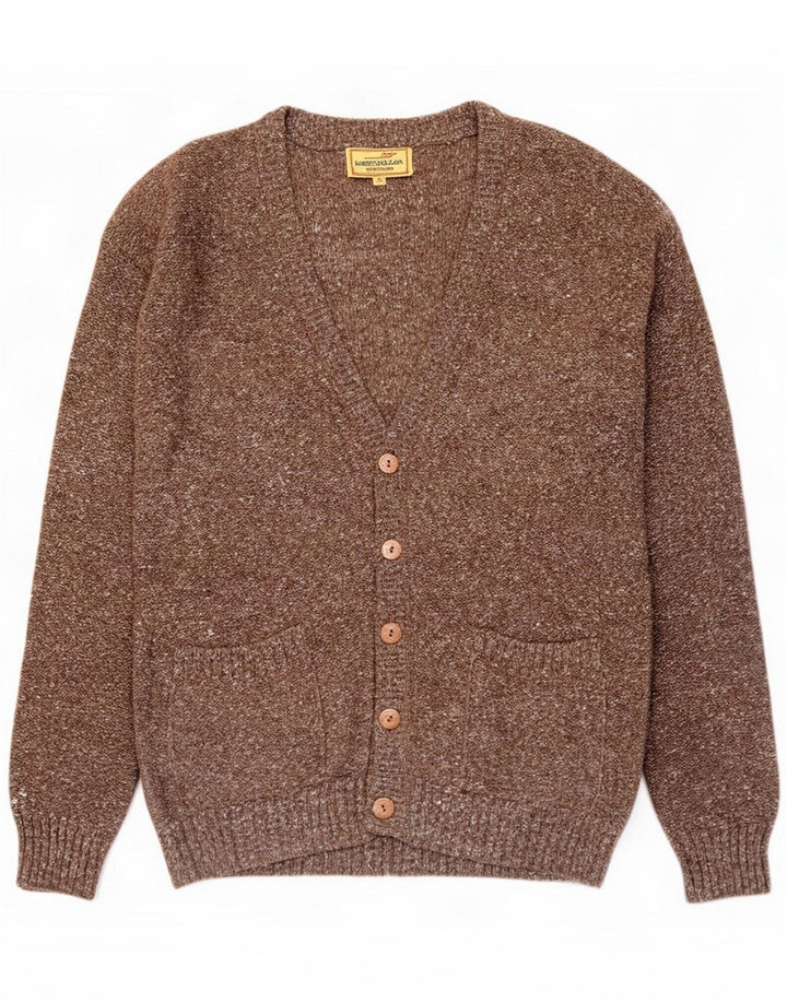 Męski sweter rozpinany James Dillon w kolorze średniego brązu, nakrapiany