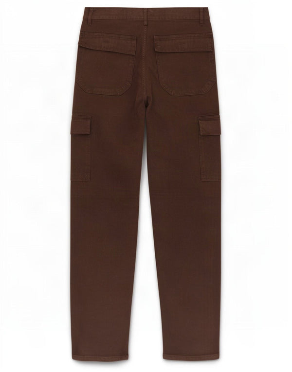 Vintage Mens Straight Cargo Trousers W32 L32 Brown Cotton