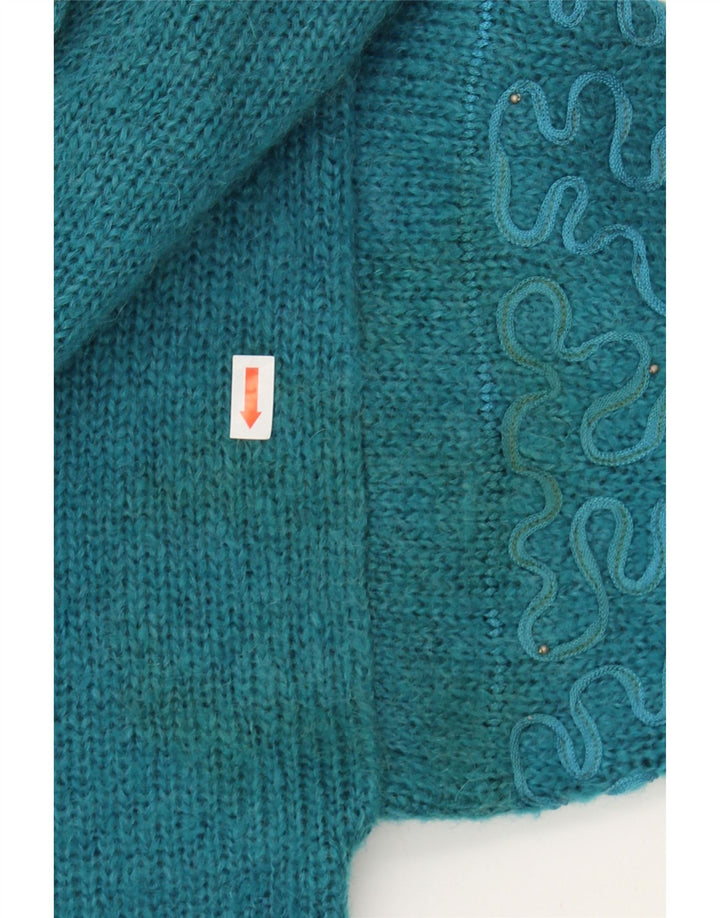 VINTAGE Womens Front Tie Crew Neck Jumper Sweater UK 16 Large Blue Vintage Vintage and Second-Hand Vintage from Messina Hembry 