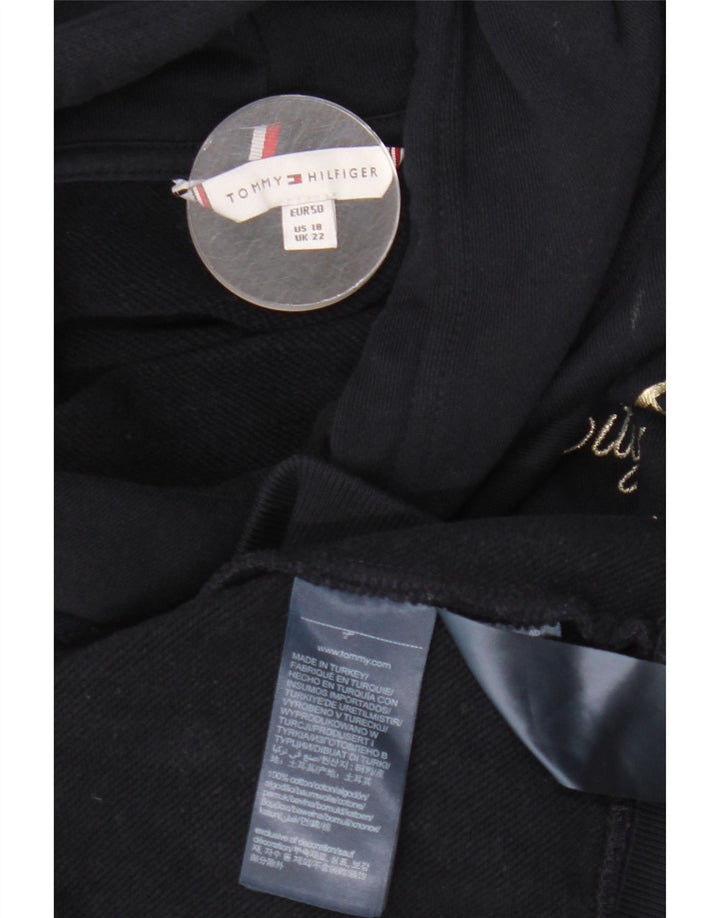 Damski sweter z kapturem i grafiką TOMMY HILFIGER UK 22 3XL Granatowy, bawełniany