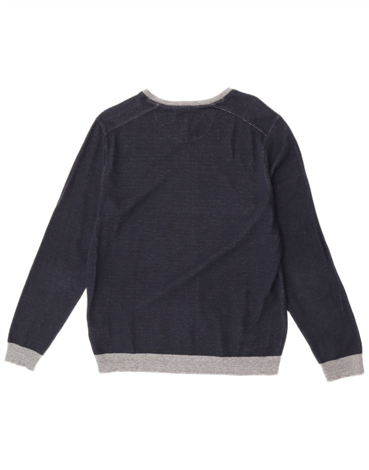 Męski sweter Ted Baker, rozmiar 4, duży, granatowy, bawełniany w bloki kolorów
