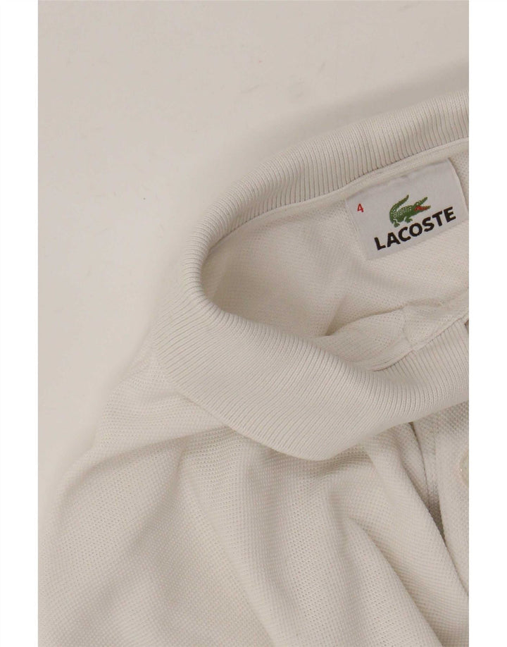Męska koszulka polo Lacoste z długim rękawem, rozmiar 4, średnia, biała bawełna