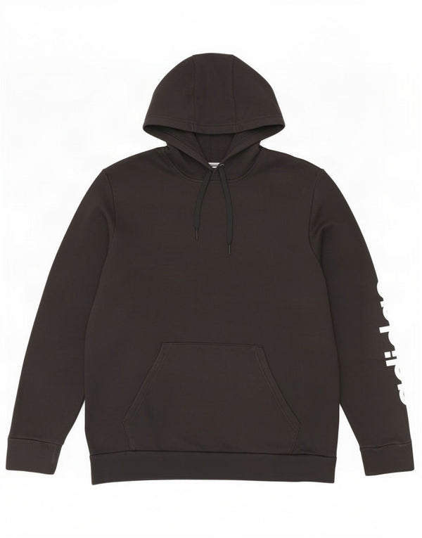 Adidas Męski sweter z kapturem z grafiką, duży, czarny, bawełniany