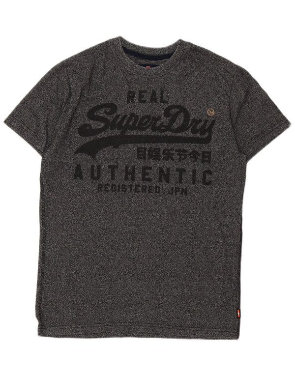 Męski T-shirt Superdry z grafiką, średnioszary, bawełniany w cętki