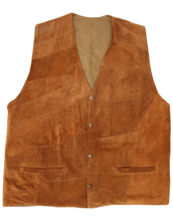Zamszowa kamizelka męska XL w stylu vintage, brązowa