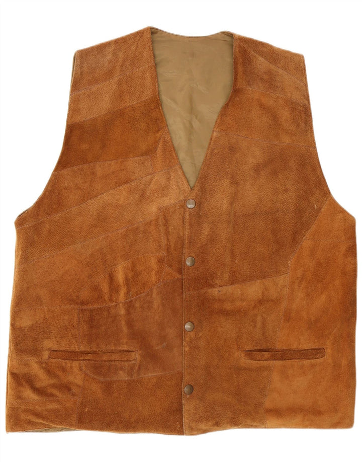 Zamszowa kamizelka męska XL w stylu vintage, brązowa