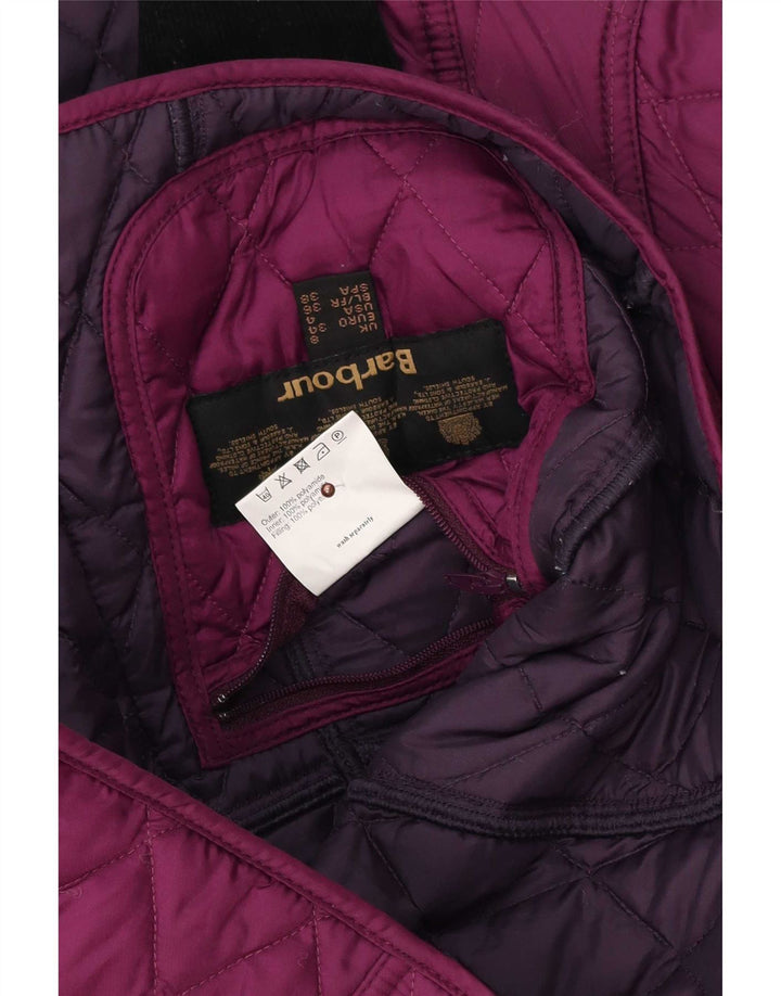 Damska pikowana kurtka Barbour UK 8, mała, fioletowa, poliestrowa