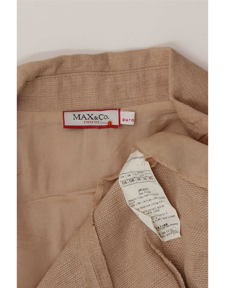 Damska marynarka zapinana na 3 guziki Max & Co. UK 8, mała, różowa, lniana