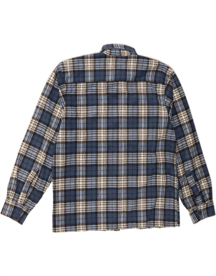 VINTAGE Mens Fleece Shirt Medium Blue Check Polyester Vintage Vintage and Second-Hand Vintage from Messina Hembry 